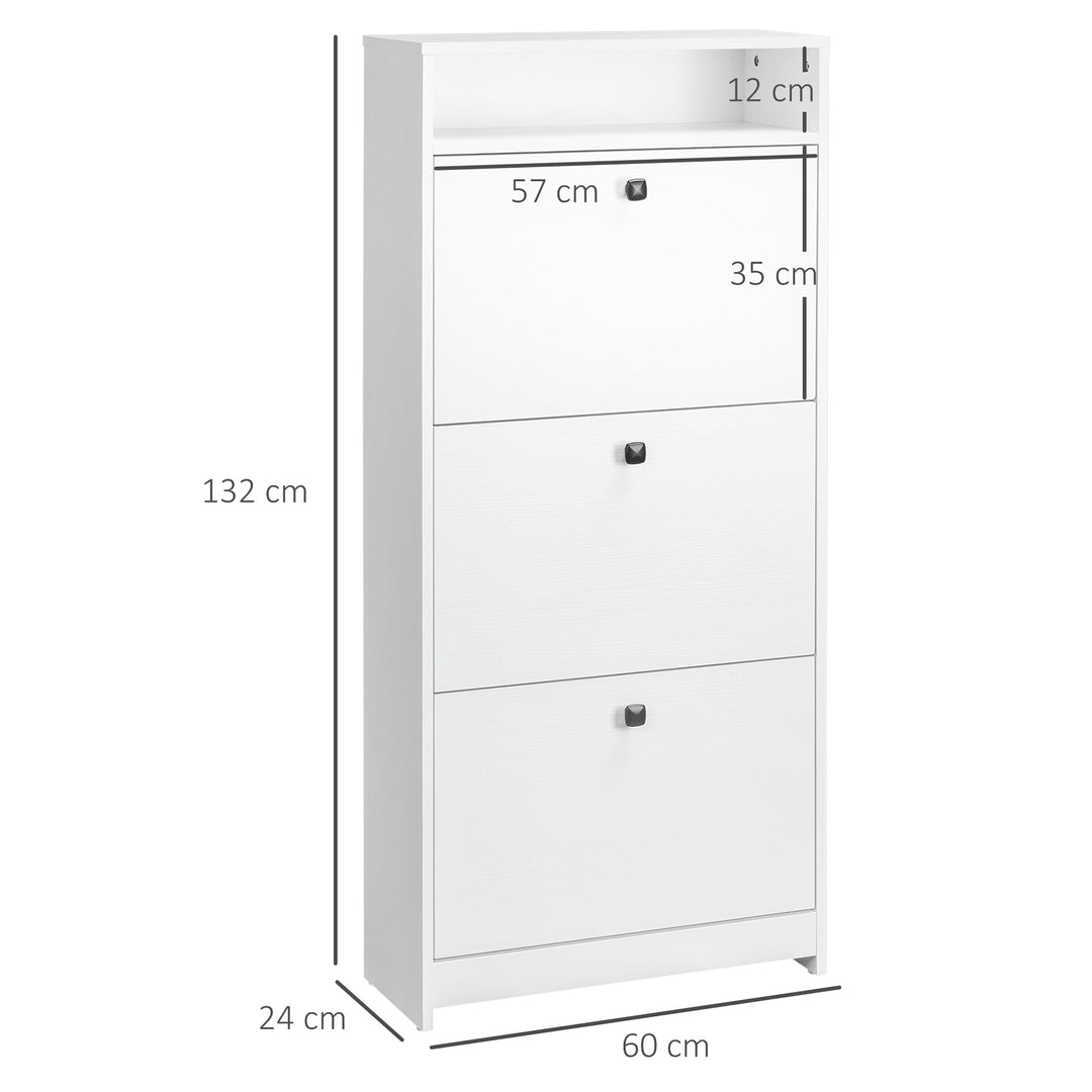 HOMCOM Shoe Storage Cabinet With 3 Drawers