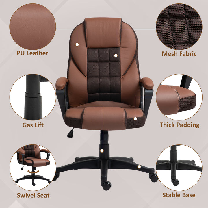 HOMCOM Faux Leather Office Chair, Brown