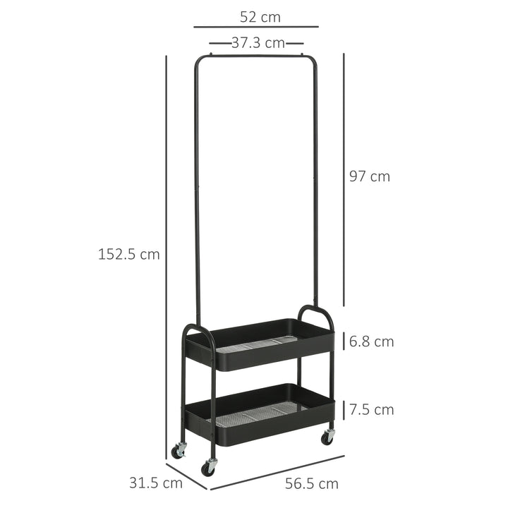 HOMCOM Freestanding Metal Clothes Rail with Shoe Storage