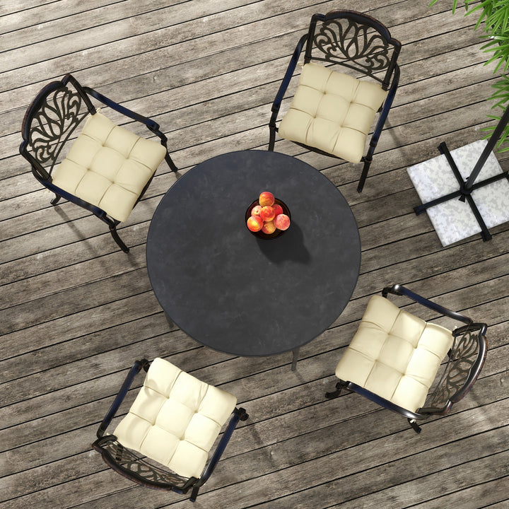 Cosy Cushion Quartet: Plush Patio Seating Comfort with Secure Ties