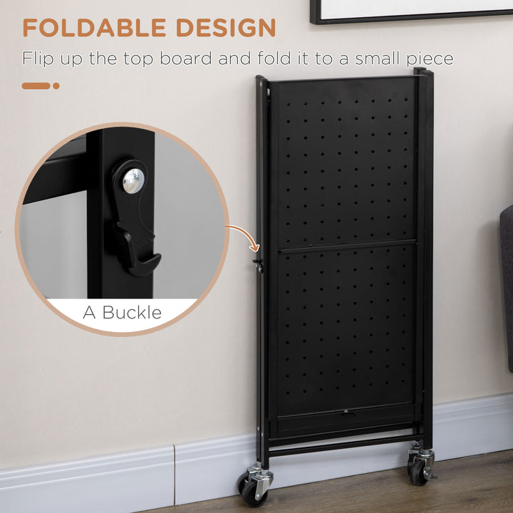 Wheeled Utility Trolley: Foldable 3-Tier Cart for Kitchen