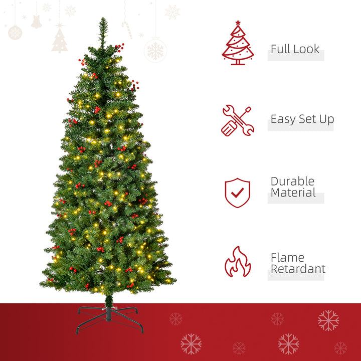 5FT Prelit Artificial Pencil Christmas Tree with Warm White LED Light