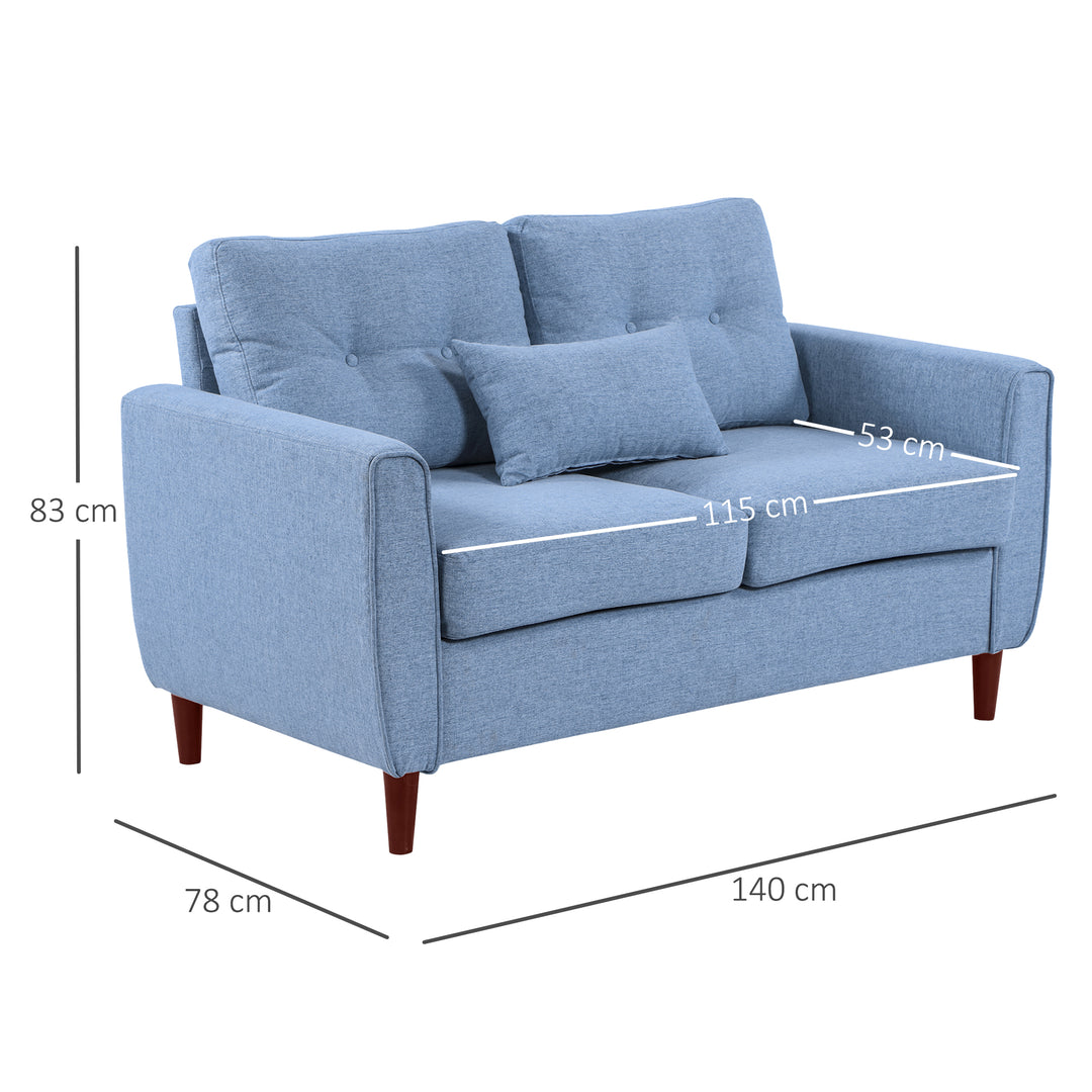 2 Seat Sofa Double Sofa Loveseat Fabric Wooden Legs Tufted Design for Living Room