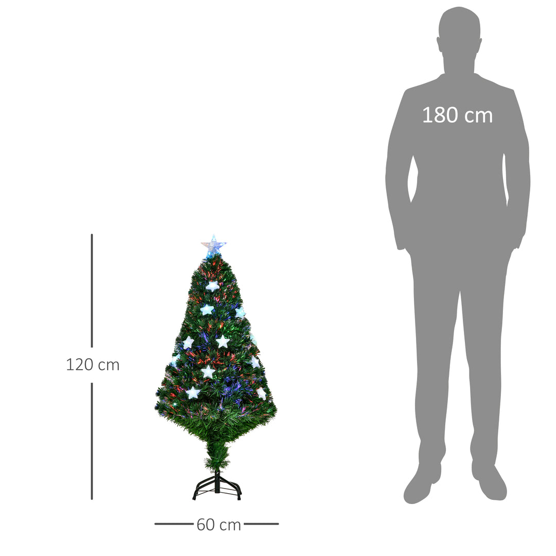 4ft 120cm Fiber Optic Xmas Tree Artificial Christmas Tree W/ Stars