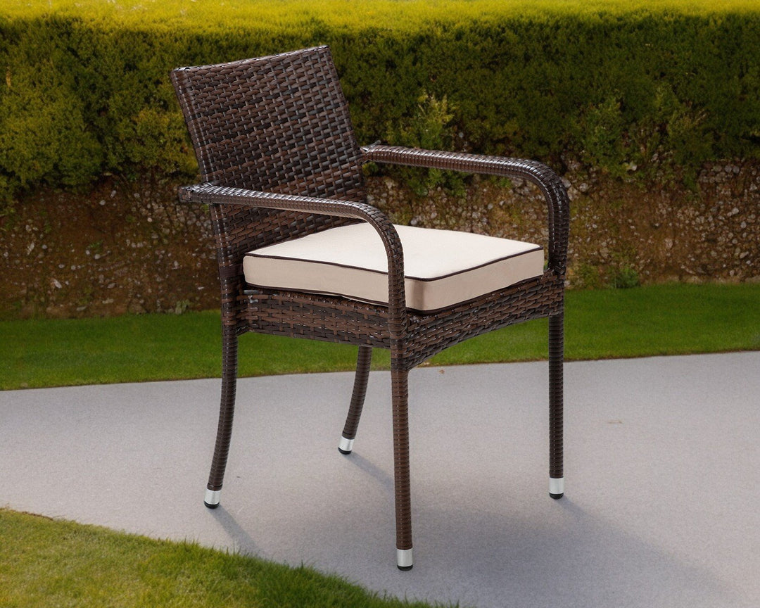 Stacking Rattan Garden Chair in Brown - Roma - Rattan Direct