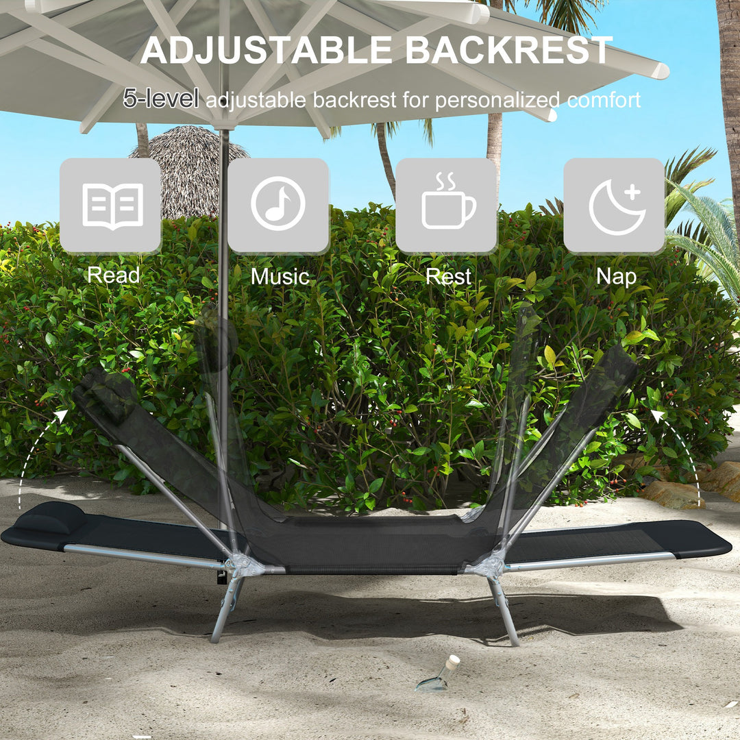 Set of Two Steel Frame Sun Loungers