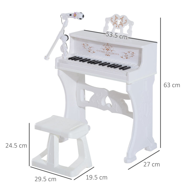 37 Keys Kids Piano Mini Electronic Keyboard Light Kids Musical Instrument Educational Game Children Grand Piano Toy Set w/Stool & Microphone