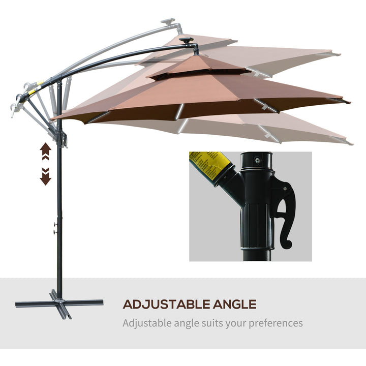 3(m) Cantilever Parasol Banana Hanging Umbrella with Double Roof