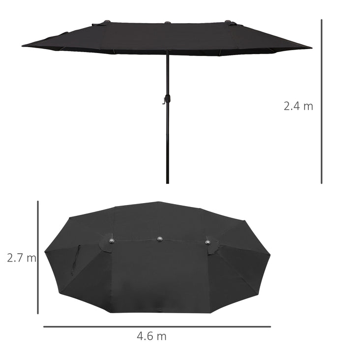 Waterproof 4.6m Double-Sided Patio Parasol Sun Umbrella-Black