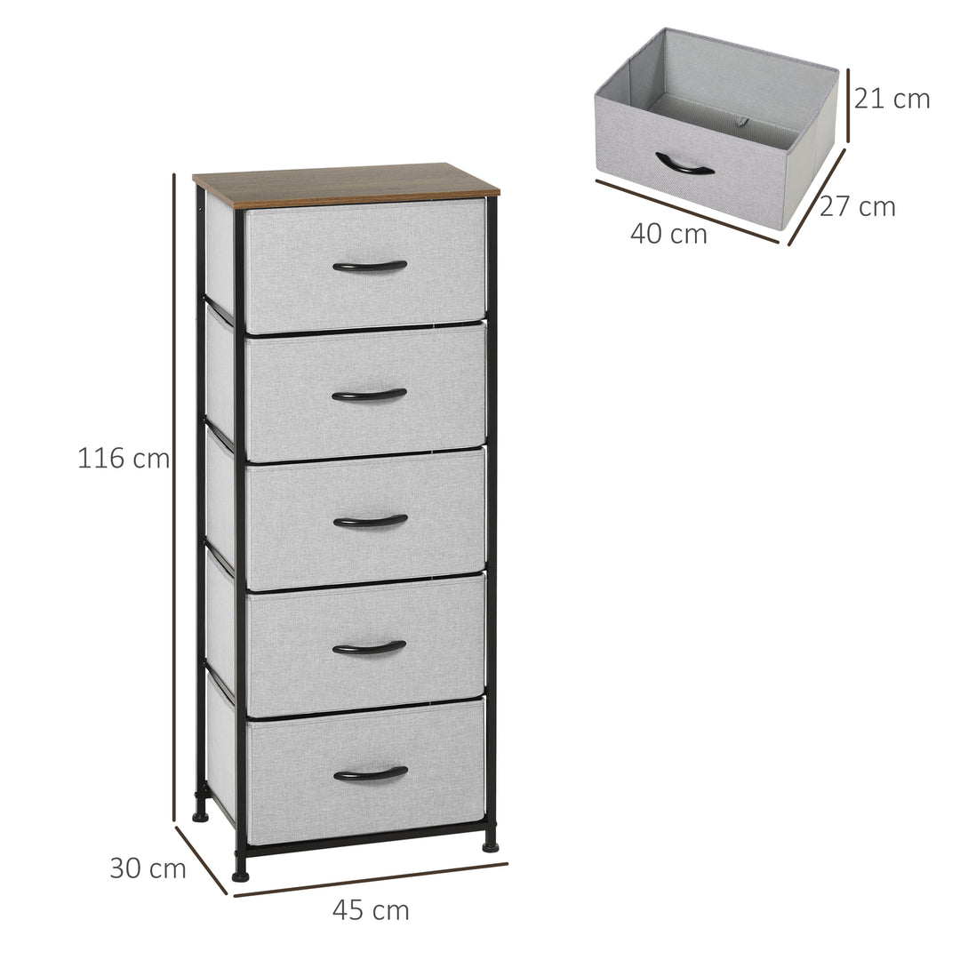 Bedroom Dresser with 5 Fabric Drawers