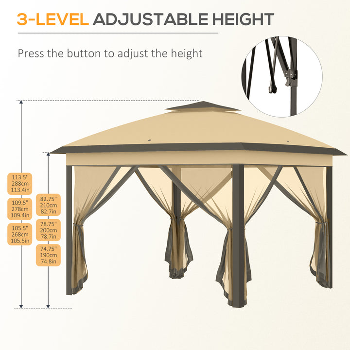 Pop-Up Gazebo: 11' x 11' Double-Roof Shelter with Mesh Sidewalls