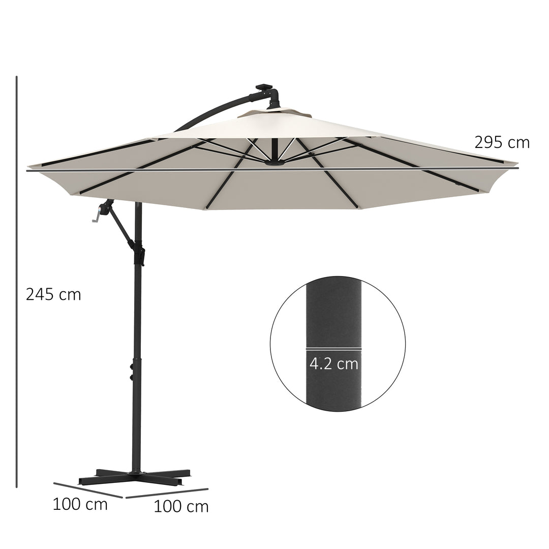 3(m) Cantilever Parasol with Solar LED Lights