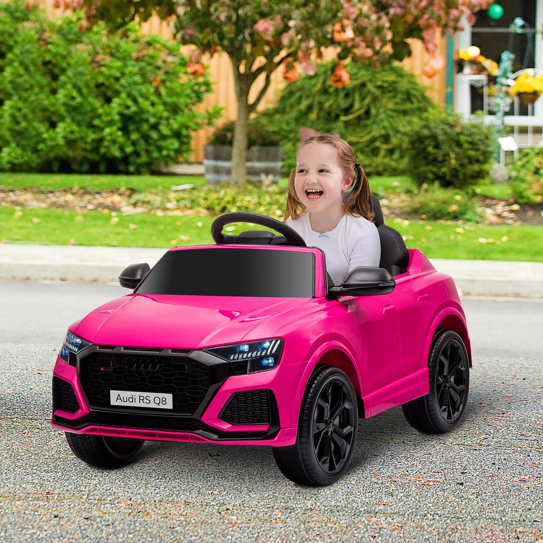 Kids Electric Ride On Car Compatible 6V Battery-powered Audi RS Q8 Toy with Remote Control Lights USB MP3 Bluetooth Pink