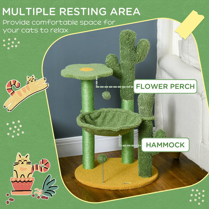 Cactus Cat Tree: Playful 82cm Chenille with Scratching Post & Hammock