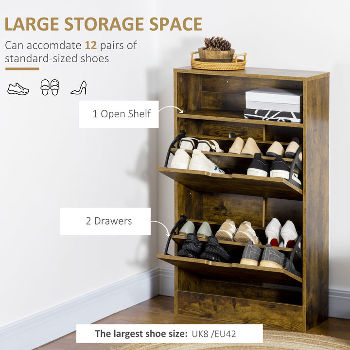 Slim Shoe Cabinet with 2 Flip Doors