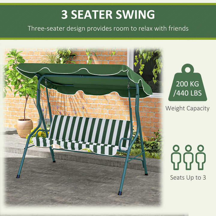 Waterproof 3 Seater Garden Swing Seat Chair Outdoor Bench with Adjustable Canopy and Metal Frame