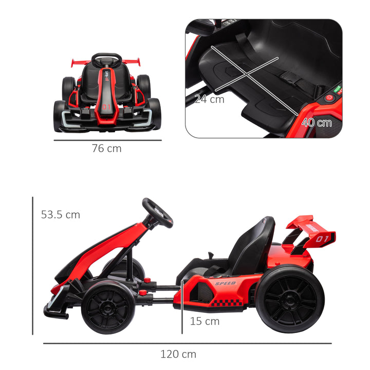 24V Electric Go Kart for Kids with Adjustable Seat for 6-12 Years Old