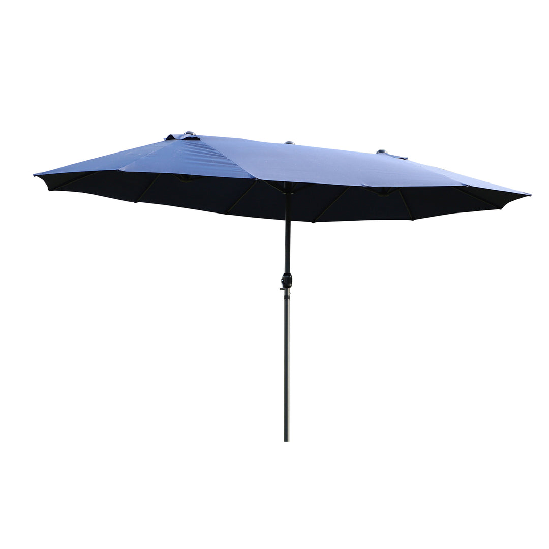 Waterproof 4.6m Garden Parasol Double-Sided Sun Umbrella Patio Market Shelter Canopy Shade Outdoor Blue - NO BASE