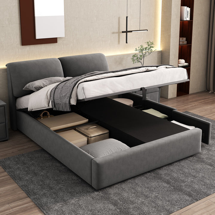 Upholstered Double Bed with Hydraulic Storage