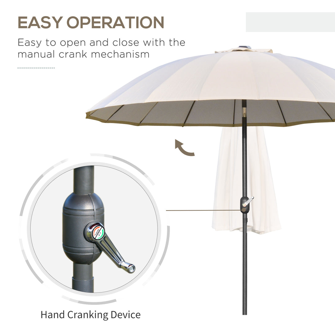 Waterproof 255cm Patio Parasol Umbrella Outdoor Market Table Parasol with Push Button Tilt Crank and Sturdy Ribs for Garden