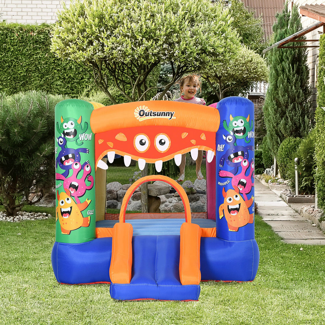 Kids Bounce Castle House Inflatable Trampoline Slide Basket w/ Blower for Kids Age 3-8 2.5 x 1.8 x 1.75m Multi-color