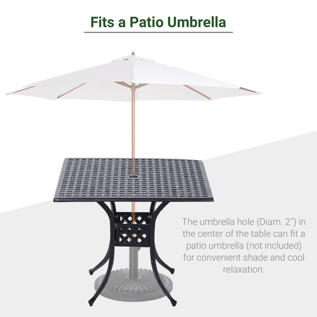 Aluminium Square Garden Table with Parasol Hole