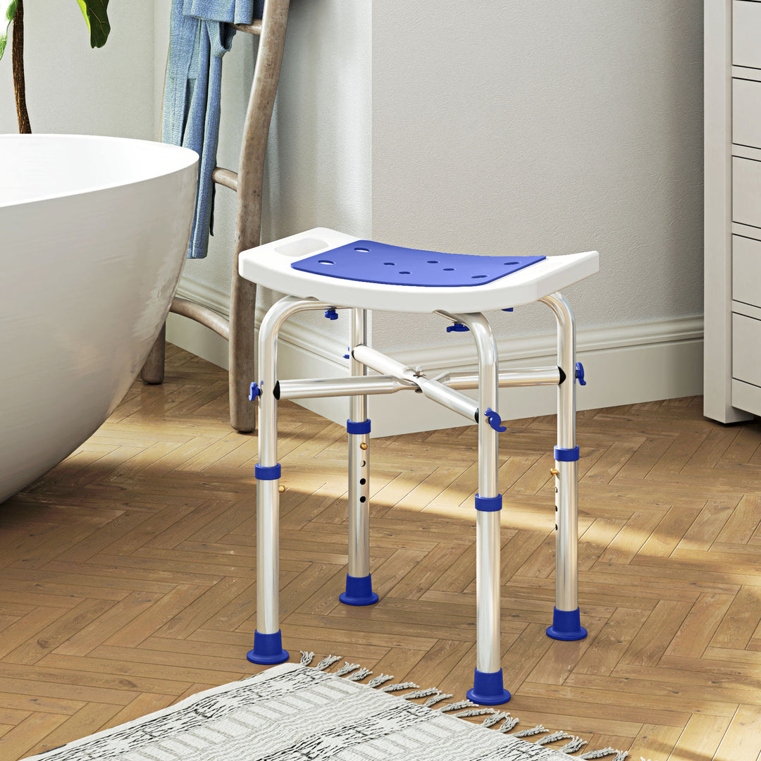 44-51.5cm Aluminium Frame Shower/Bath Stool - White