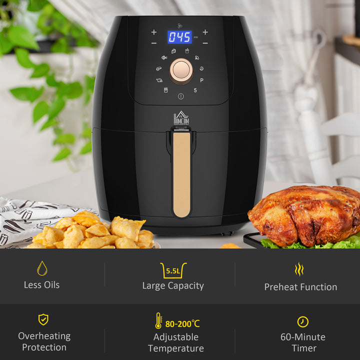 Air Fryer Deluxe: Digital 1700W 5.5L Rapid Air Circulation