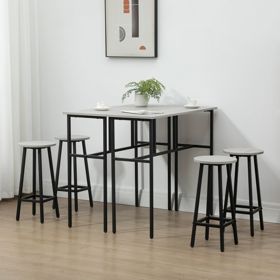 HOMCOM Bar Table with Stools, 2 Breakfast Tables, Grey