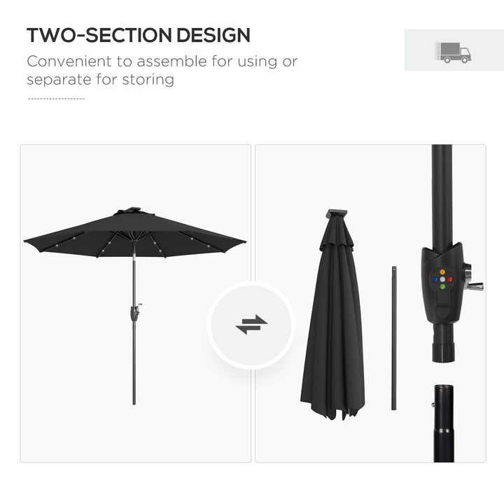 Waterproof Garden Parasol with Solar LED Lights