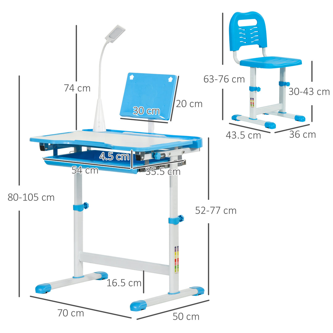 Kids Study Desk and Chair Set w/ Adjustable Height