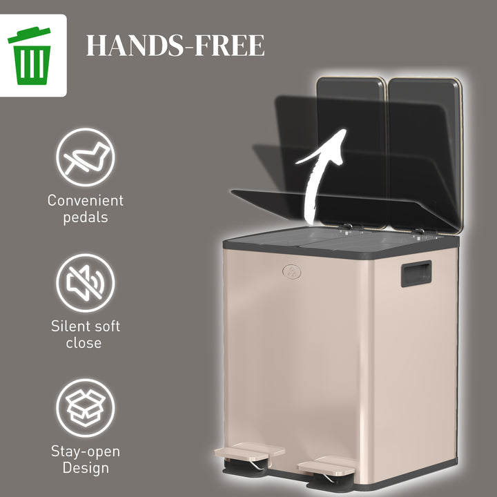 40L Dual Compartment Stainless Steel Bin