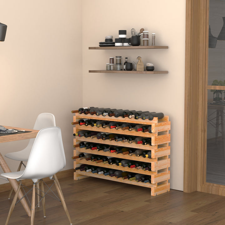 Wooden Wine Rack 6 Tier Shelf for 72 Bottles Shelving Storage Holder