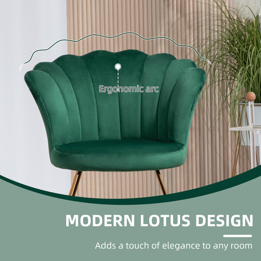 Velvet-Feel Lotus Petal Accent Chair - Green