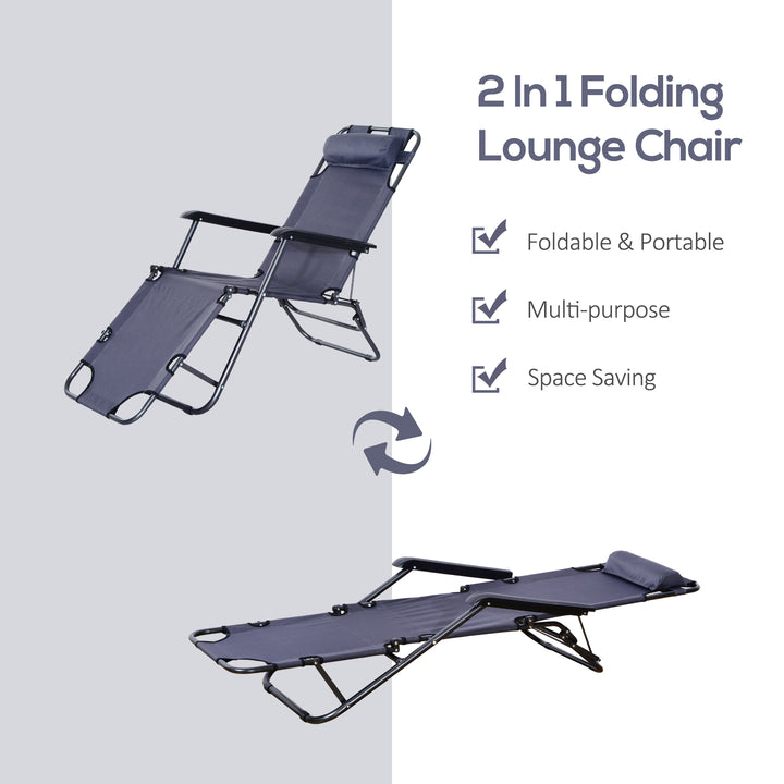 2 Pieces Foldable Sun Loungers with Adjustable Back