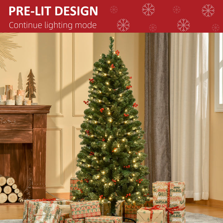 5FT Prelit Artificial Pencil Christmas Tree with Warm White LED Light