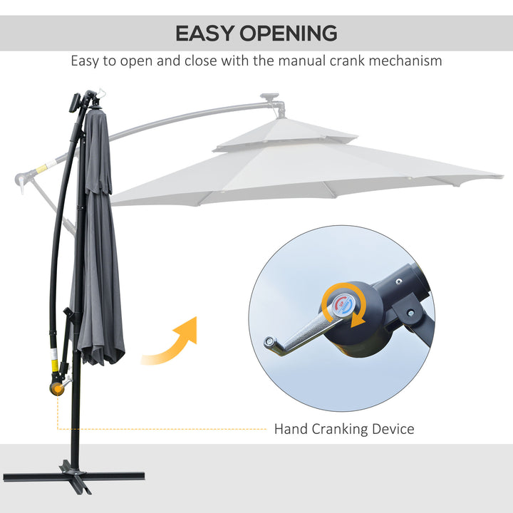 3(m) Cantilever Banana Parasol Hanging Umbrella with Double Roof