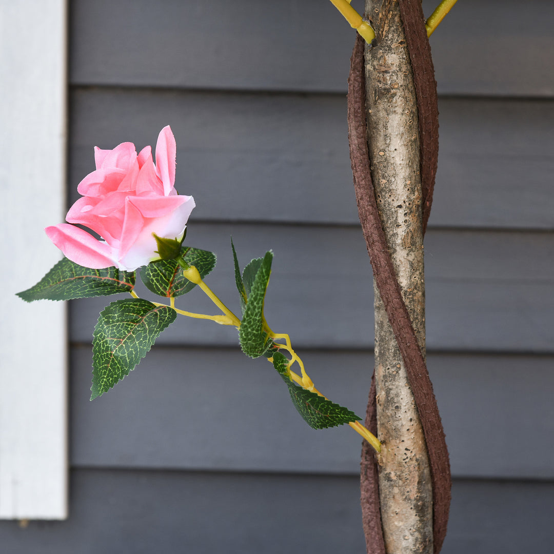 Set of 2 Artificial Plants Pink Rose Floral in Pot