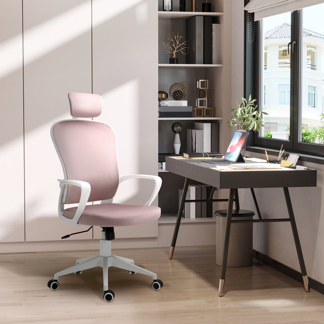 Vinsetto Velvet Office Chair, Rocking, Pink