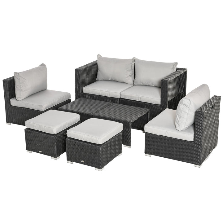 6-Seater Garden Rattan Wicker Sofa Set w/ Coffee Table