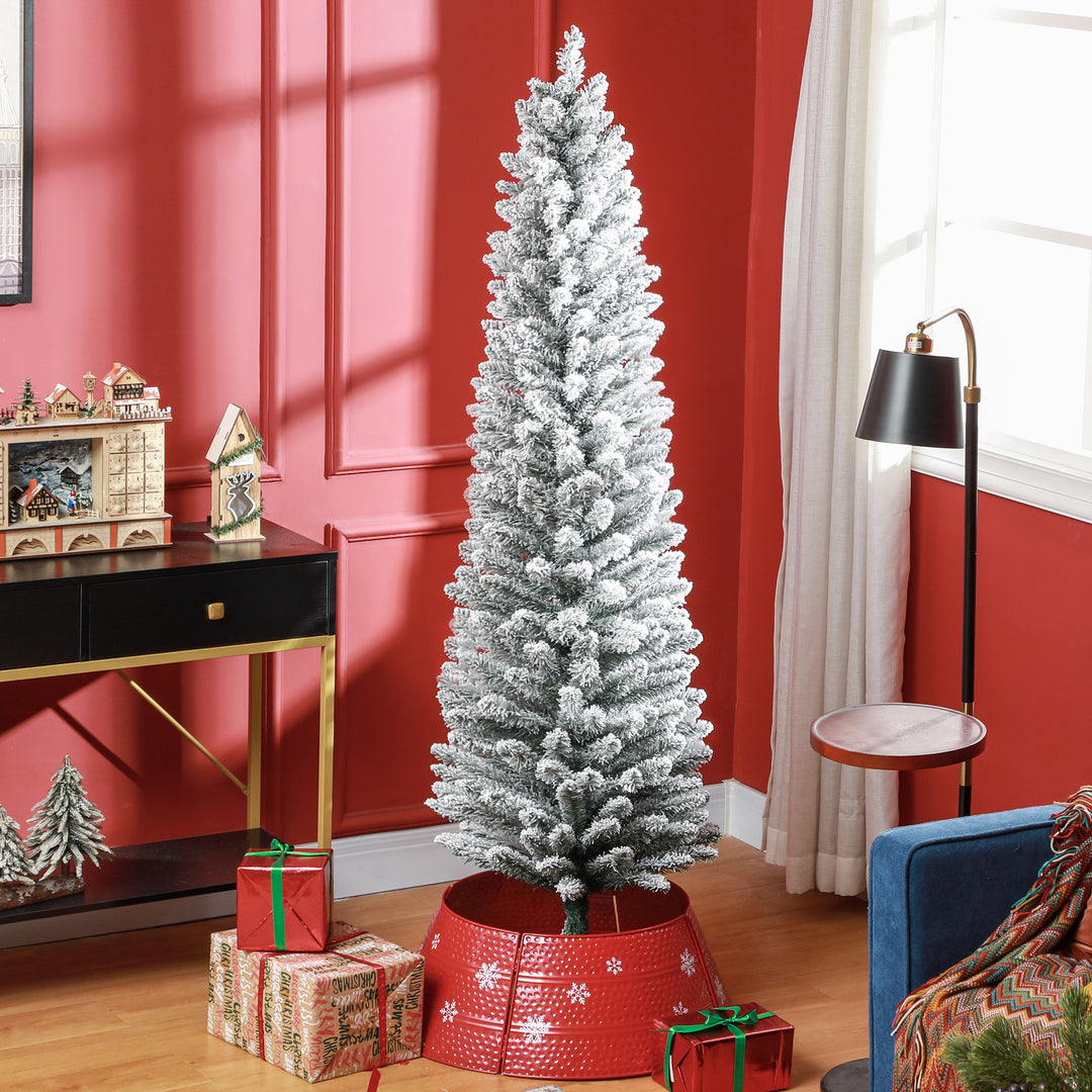 6ft Artificial Pencil Christmas Tree with 329 Snow Flocked Tips