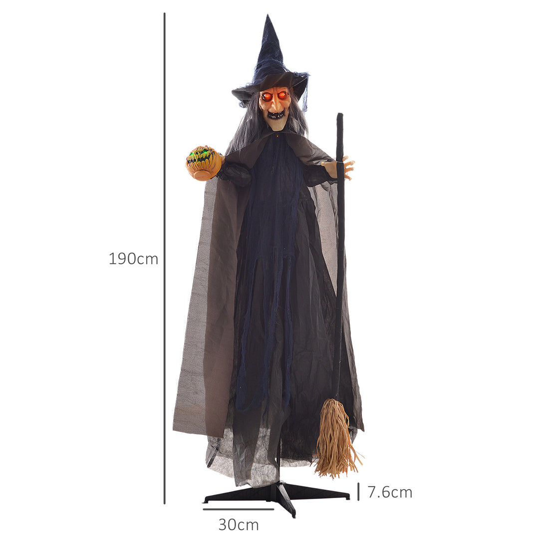 190cm 75" Witch with Broomstick Outdoor Halloween Decoration