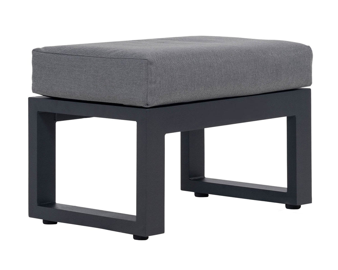 Aluminium & Teak Footstool in Grey - Sequoyah - Rattan Direct