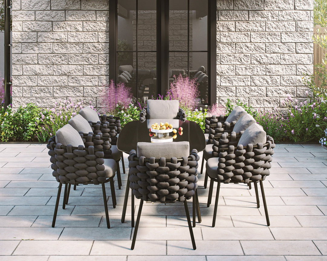 Rope Weave 8 Seater Garden Dining Set in Grey - Selene - Rattan Direct