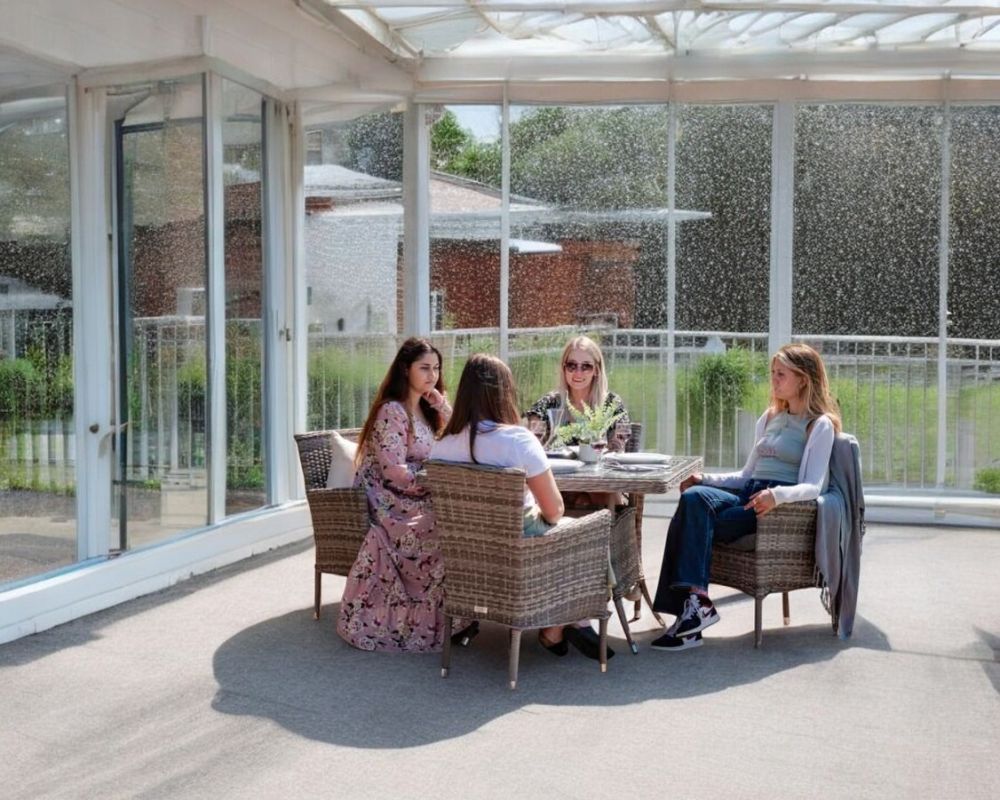 4 Rattan Conservatory Chairs & Small Round Dining Table Set in Grey - Cambridge - Rattan Direct