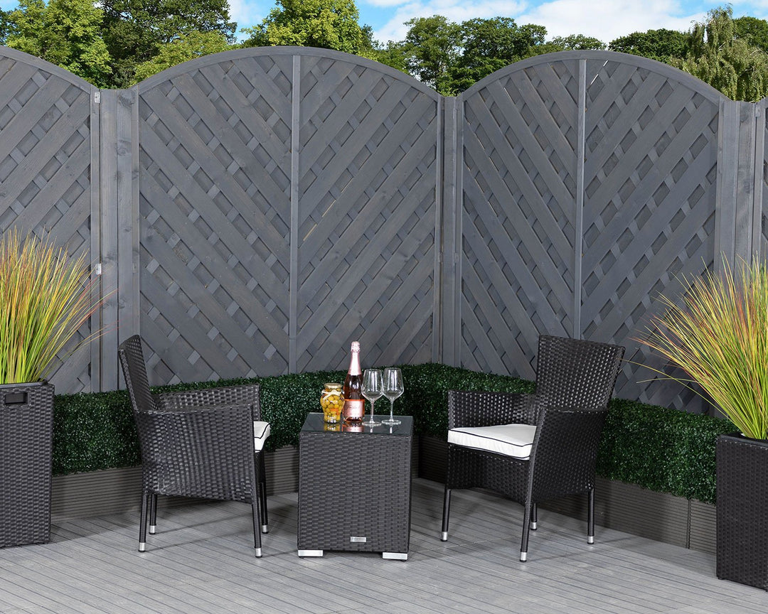 Rattan Garden 2 Seater Square Bistro Set in Black & White - Cambridge - Rattan Direct