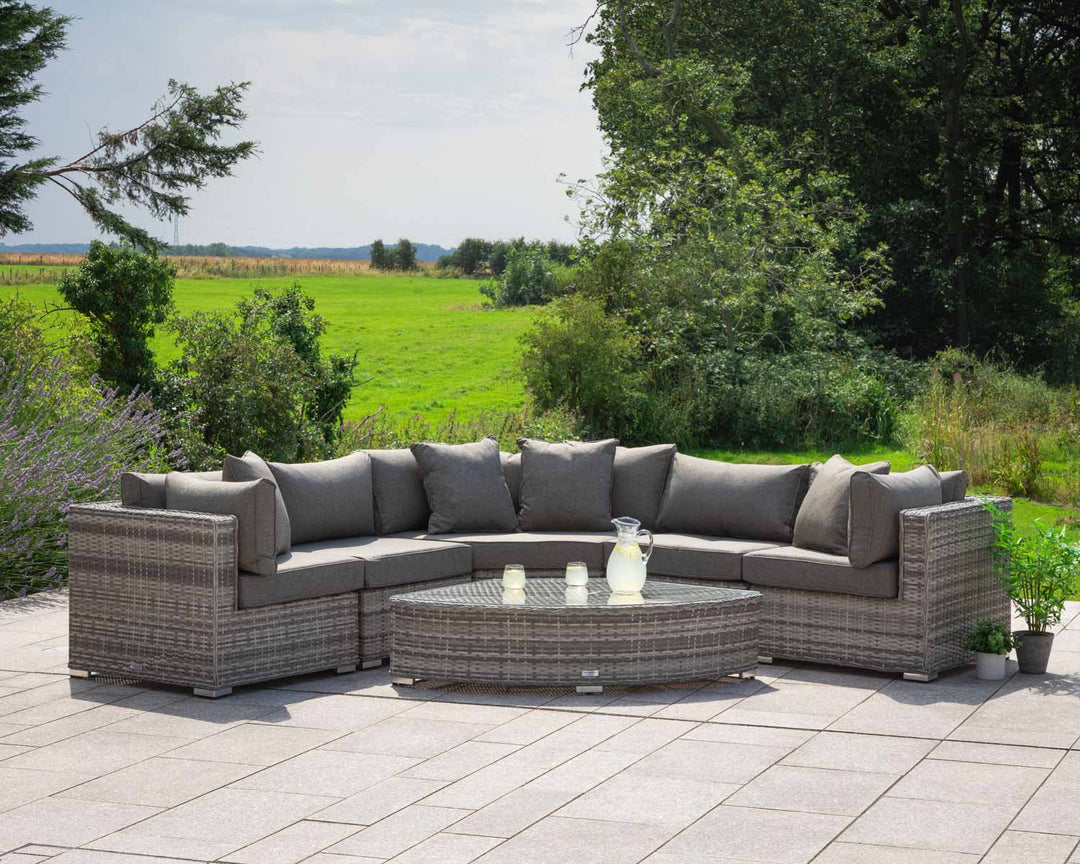 Rattan Garden Corner Sofa Set in Grey - 6 Piece Angled Set - Florida - Rattan Direct