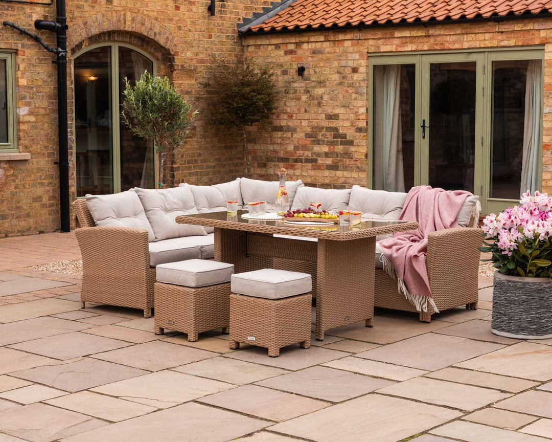 Rattan Garden Corner Dining Set in Willow - Sorrento - Rattan Direct