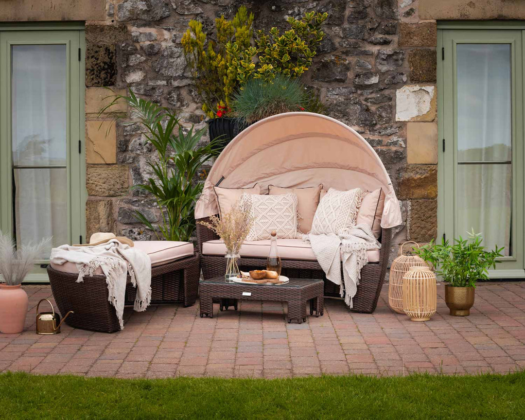 Rattan Garden Day Bed in Brown - Venice - Rattan Direct