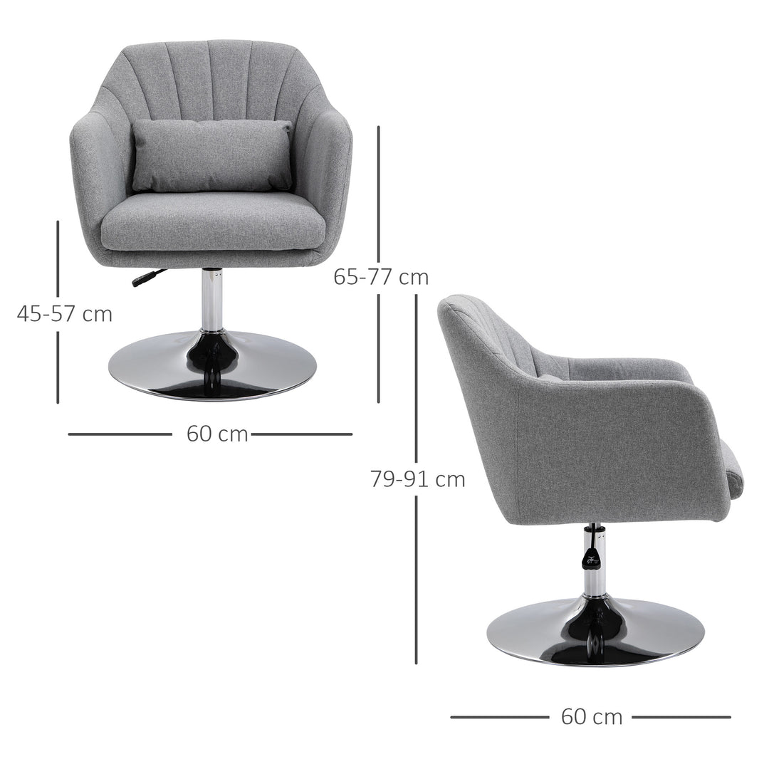 Swivel Accent Chair Contemporary Vanity Armchair with Adjustable Height Thick Cushion Lumbar Support Armrest for Bedroom